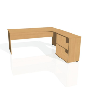 Pracovný stôl Gate, ergo, ľavý, 180x75,5x200 cm, buk/buk