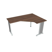 Pracovný stôl Flex, ergo, ľavý, 160x75,5x120 (60x60) cm, orech/kov