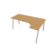 Pracovný stôl UNI A, ergo, ľavý, 180x75,5x120 cm, buk/sivá