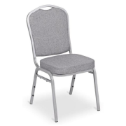 Banketová stolička Silver Smooth, strieborný rám, látka sivá
