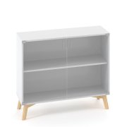 Policová skriňa ALFA ROOT, sklo, 1 polica, 100x45,8x88,7cm, biela