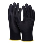 Rukavice pletené, polomáčané DONAU SAFETY PU kat. II čierne veľ. 10