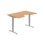 Pracovný stôl Motion Ergo, ZO, 2S, 140x70,5-120,5x90 cm, buk/sivá