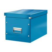 Štvorcová krabica Click & Store A4 metalická modrá