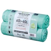 Vrecia zaväzovacie HDPE 60 ℓ, 60 x 70 cm 16 mic. (2 bal.x10 ks) zelené